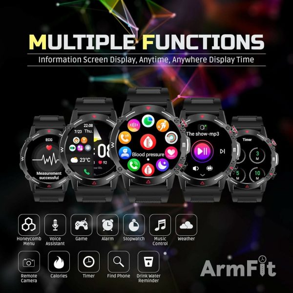 AMOLED Always-On display Smartwatch with BT Calling & Waterproof Fitness Monitoring for Android & iOS(Black) Supply