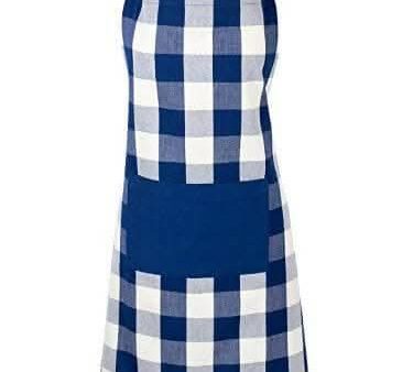 Lushomes Blue Checkered Kitchen Apron for Men and Women (Size: 70x80cms) Online Sale