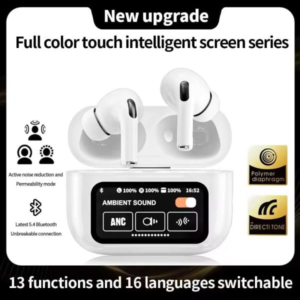 ANC Wireless Earphones A9 Pro - Bluetooth 5.4, LED Touch, Noise Cancellation & Wireless Charging Online Sale