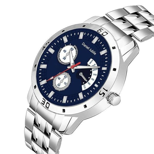 Analog Dial Stainless Steel Watch with Day Function Online now