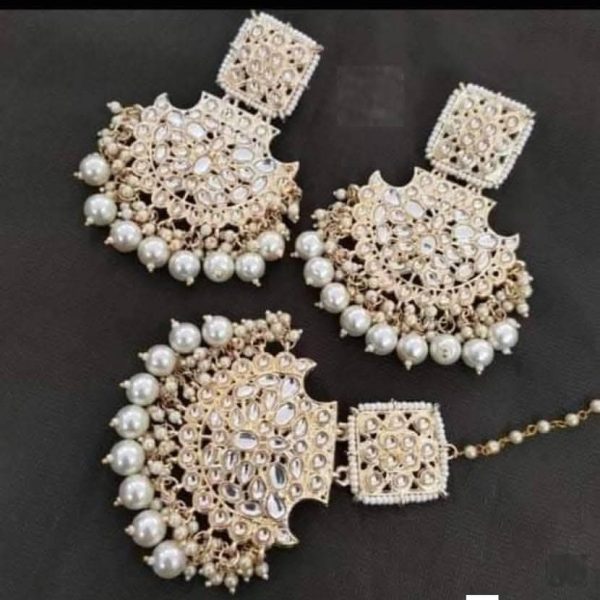 Alloy gold plated with white beads jewel set | MANATH Sale