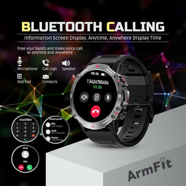 AMOLED Always-On display Smartwatch with BT Calling & Waterproof Fitness Monitoring for Android & iOS(Black) Supply