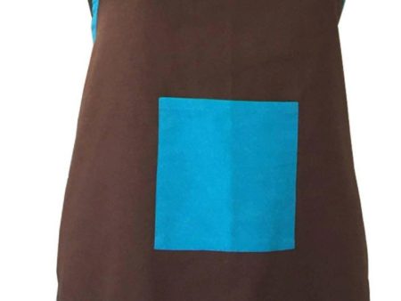 Lushomes Brown & Blue Cotton Kitchen Apron for Women (Size: 60x80 cm) Online